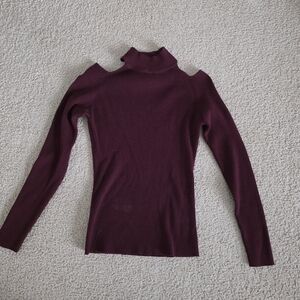 Women's Burgundy Cold Shoulder Sweater